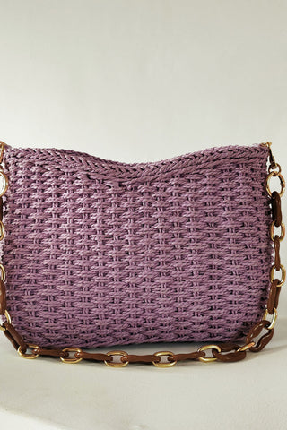 Square Chain Straw Bag