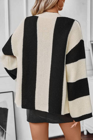 Casual Long Sleeve Color Block Knitted Cardigans