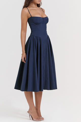 French elegant retro camisole midi dress