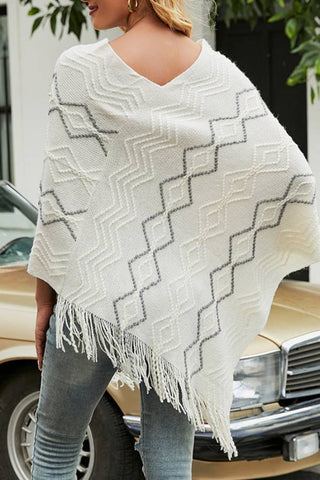 Wave striped cape tassel shawl jacket