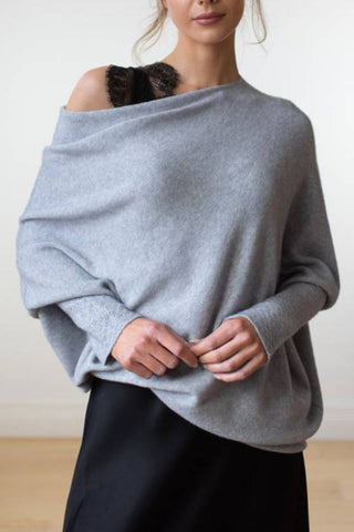 Comfortable temperament knitted pleated pullover