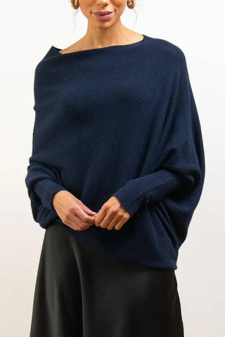 Comfortable temperament knitted pleated pullover