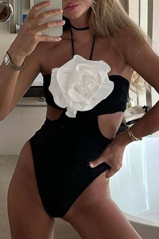 Three-dimensional Flower One-piece Swimsuit