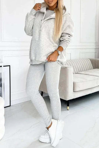 Thickened hooded sweatshirt, slim-fit vest and pants Three-piece set