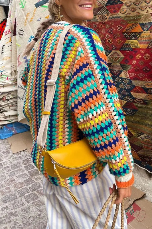 Colorful Striped Knitting Loose Cardigan