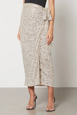 Sequined Mesh Midi Skirt