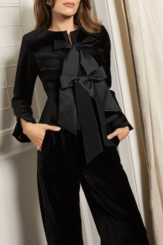 Black Bow Jacket and Pants Set