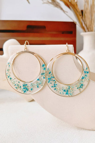 Queen Anne Lace Dried Flowers Large Hoop Earrings