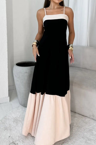 Contrast two-tone maxi dress