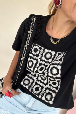 Mandala Print Round Neck T-shirt