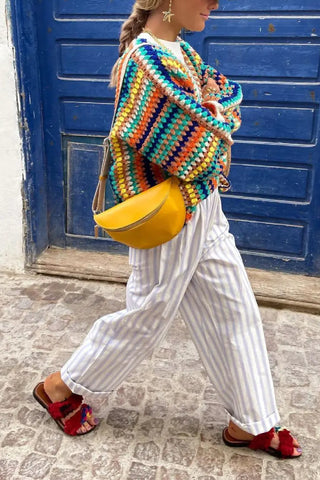 Colorful Striped Knitting Loose Cardigan