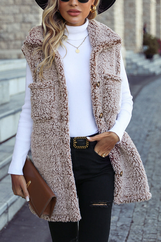 Button-Down Collared Neck Vest