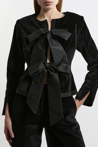 Black Bow Jacket and Pants Set