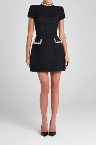 Round neck beaded Chanel style mini dress