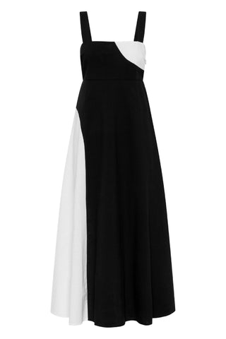 Black and white colorblock Cami midi dress