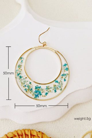 Queen Anne Lace Dried Flowers Large Hoop Earrings