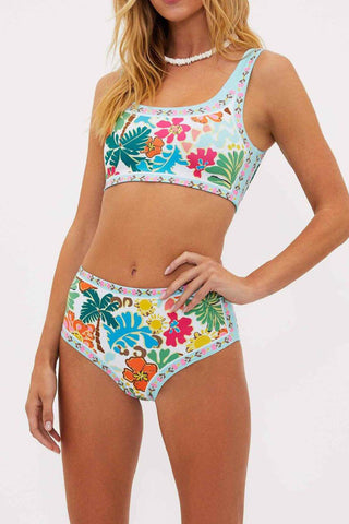 Unique Floral Print Stretch Bikini Swimsuit