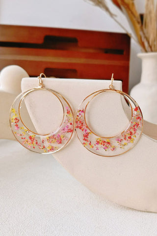 Queen Anne Lace Dried Flowers Large Hoop Earrings