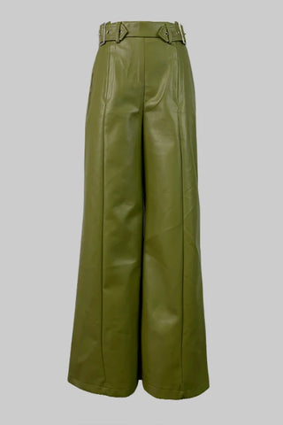 High Waisted Loose Pleated Pockets Split-Joint Pants Trousers