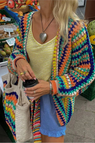 Colorful Striped Knitting Loose Cardigan