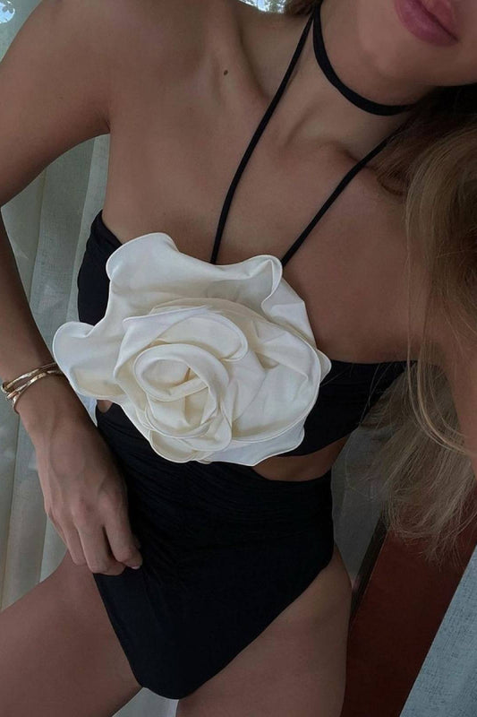 Three-dimensional Flower One-piece Swimsuit