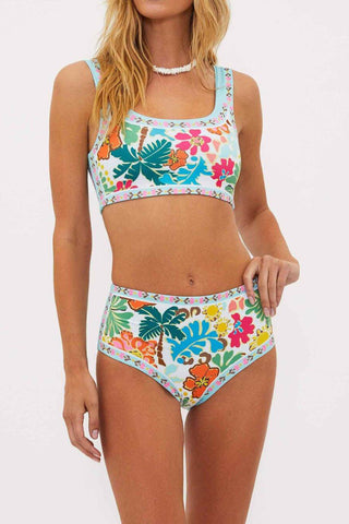 Unique Floral Print Stretch Bikini Swimsuit