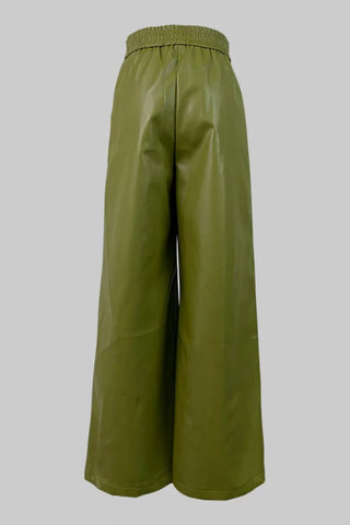 High Waisted Loose Pleated Pockets Split-Joint Pants Trousers