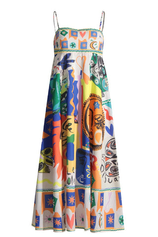 Printed high waist sleeveless maxi dress