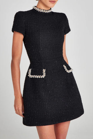 Round neck beaded Chanel style mini dress