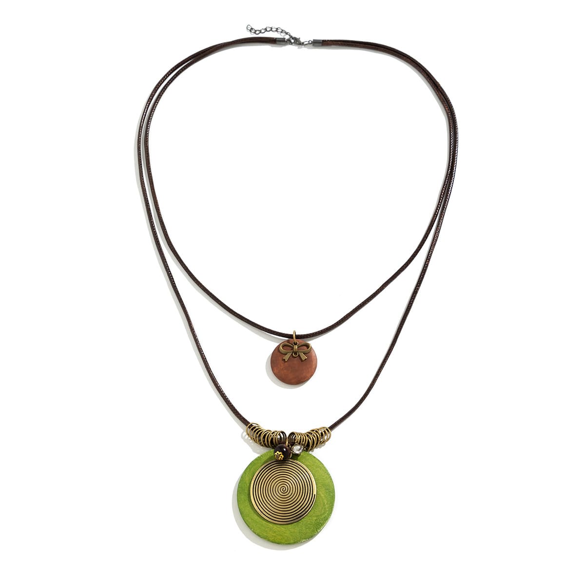 Wooden Disc Beaded Long Necklace