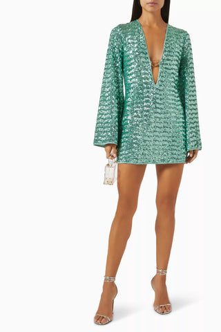 O-ring Sequin-embellished Mini Dress