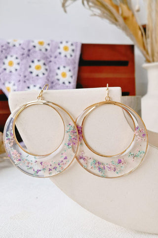 Queen Anne Lace Dried Flowers Large Hoop Earrings