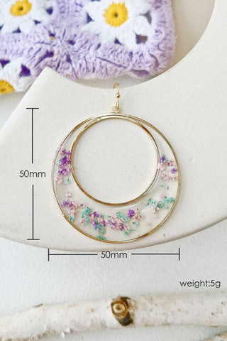 Queen Anne Lace Dried Flowers Large Hoop Earrings