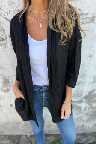 Ruched 3/4 Sleeve Cardigan