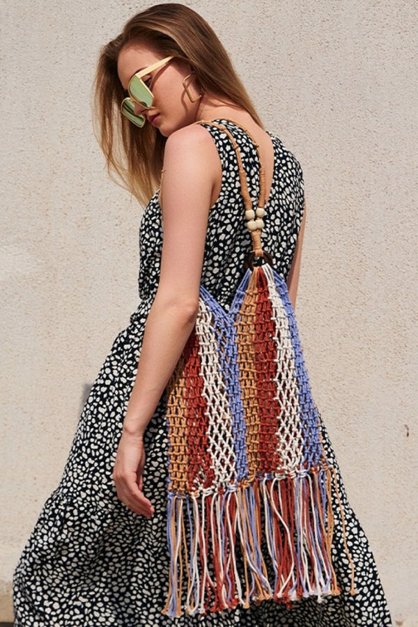 Fringe Net Rope Woven Shoulder Bag