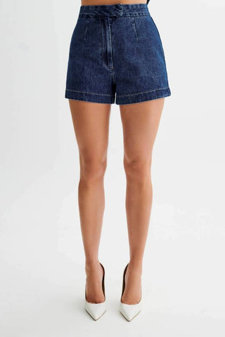 Fashion and casual sleeveless high waisted denim shorts set