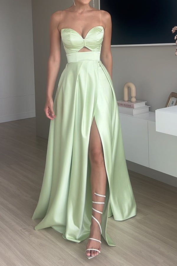 Sleeveless Strapless Solid Color Hollow maxi Dress