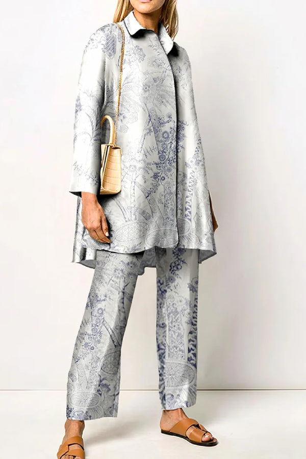 Floral Printed Shirt Two Piece Set
