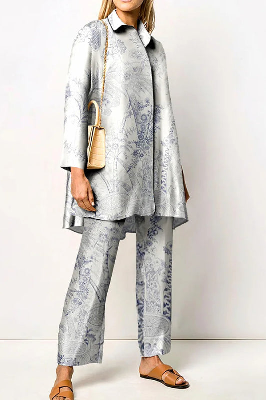 Floral Printed Shirt Two Piece Set