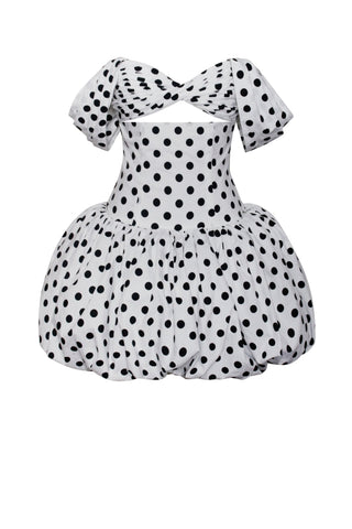 Polka dot print sexy hollow off-shoulder mini dress