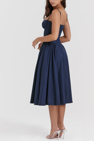 French elegant retro camisole midi dress