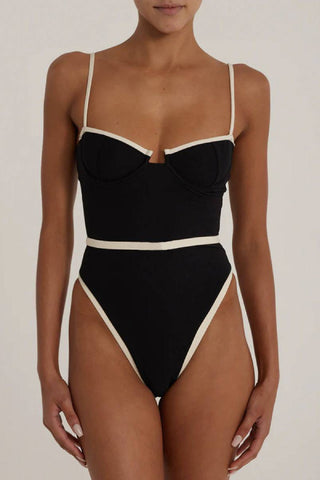 Contrast color One-Piece Swimsuit