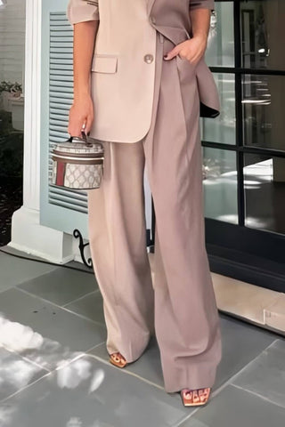 Unique Two-Tone Colorblock Classic Suit Blazer and Pants Set