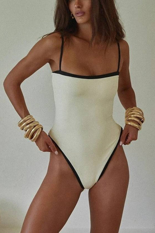 Contrast Color One-Piece Swimsuit