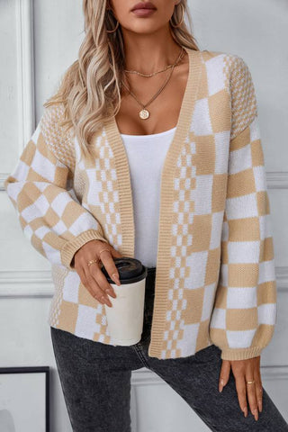 casual loose lantern sleeve knitted cardigan