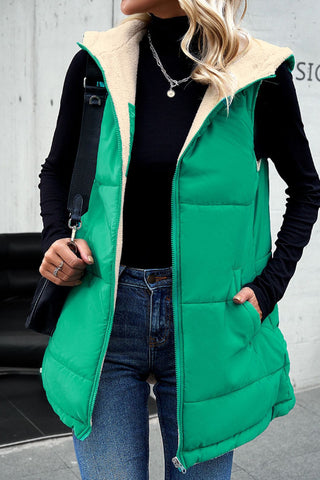 Sleeveless Fleece Jacket Zip Hoodie