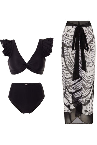 Exquisite Printed Lace Straps Three-piece Swimsuit