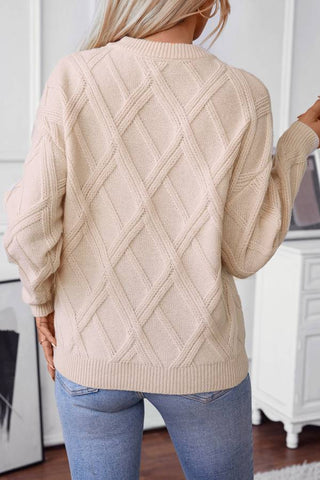 Loose Diamond Knit Pullover Sweater