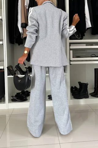 Women's Lapel Long Sleeve Casual Pants Set