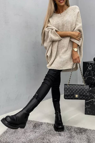 Women's cape raincoat style fashionable knitted shawl sweater